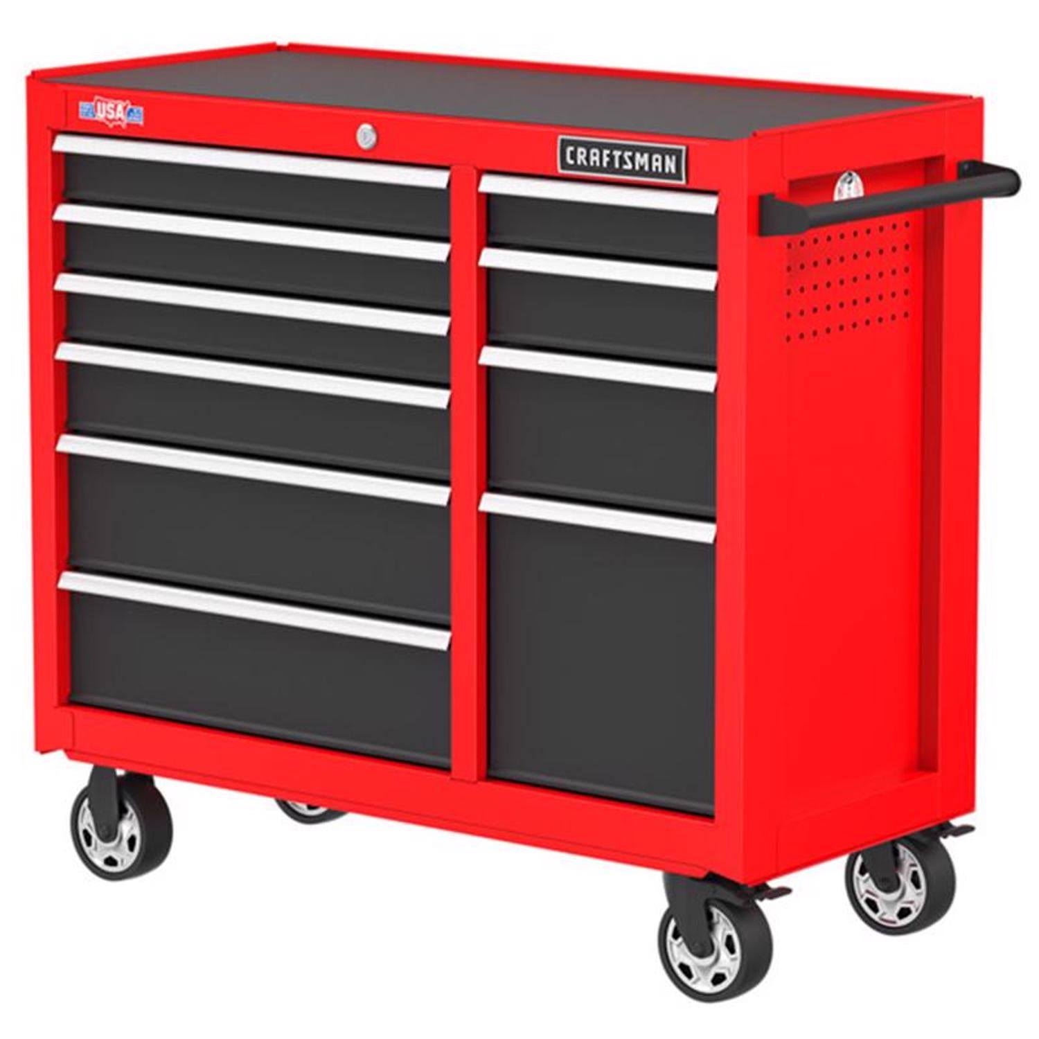 ebe97435b88ce7ca60be61a4c08ce92e8a69049b881979e84240c1ebf74a0f7f.jpg Craftsman 41 10-Drawer Rolling Tool Cabinet .-Instock - Image 1