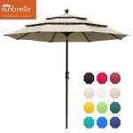 EliteShade Sunbrella 9ft 3 Tiers Market Umbrella Patio Outdoor Table Umbrella with Ventilation and 5 Years Non-fading Top,Navy Blue
