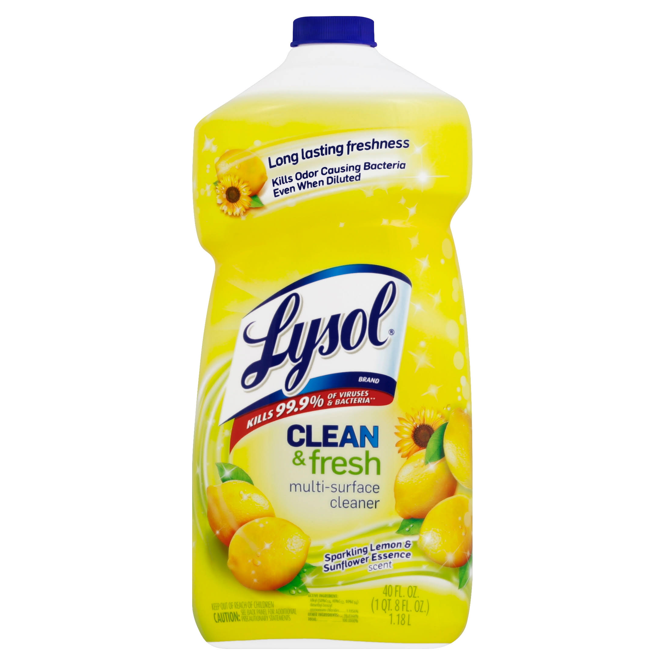 ebf2677a94d1902b3284fc645afc15bf8ddb24d11361a1ad9e7d81971ffd70f2.jpg Lysol Clean & Fresh Multi-Surface Cleaner, Lemon & Sunflower - 40 fl oz bottle - Image 1