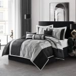 Kath 7-Piece Comforter Set, Black Silver, Abstract Moderna King