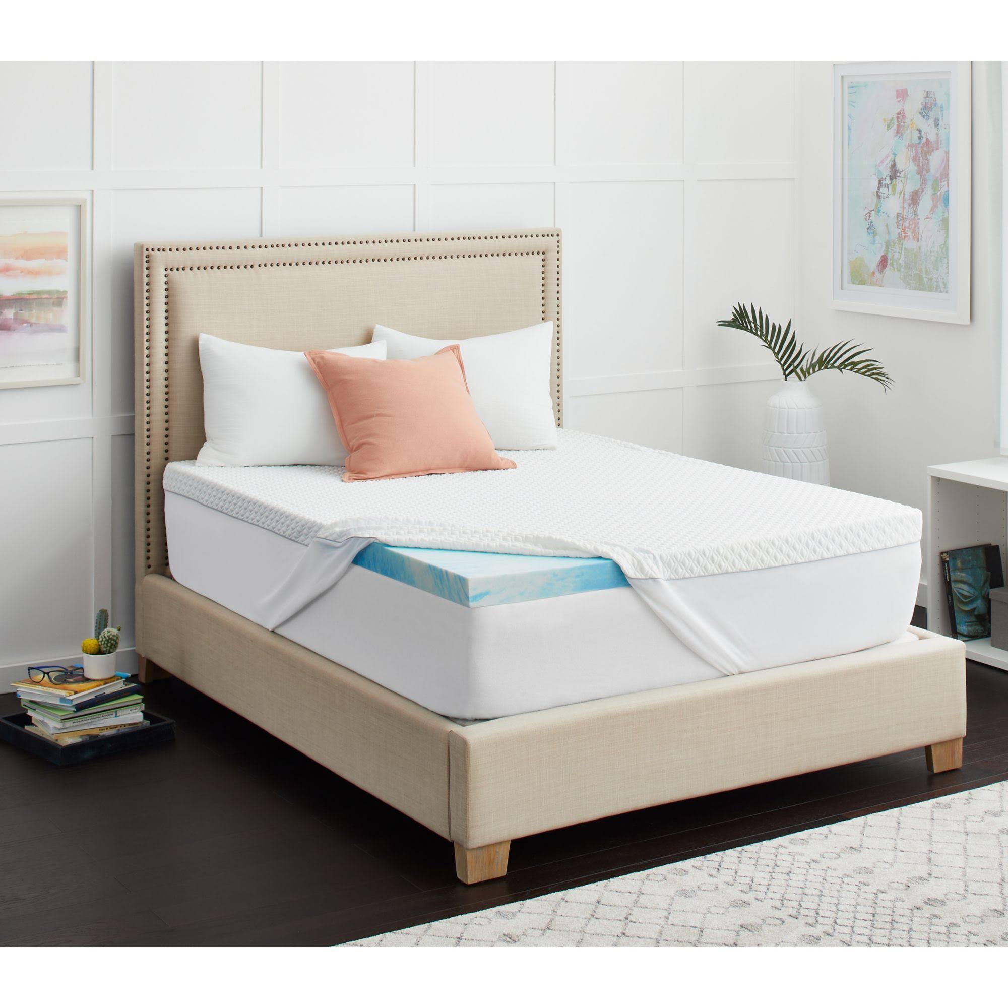 ec096ff37920b49d44486ab614af0ee6d8c11c7209fadd359763ed9c14c7e0f2.jpg Sealy 3" SealyChill Gel Memory Foam Queen Size Mattress Topper with Cover - Image 1