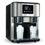crushed ice and ice cube maker with ice water function countertop stainless steel ice cube machine adjustable ice size including scoop and water supply kit