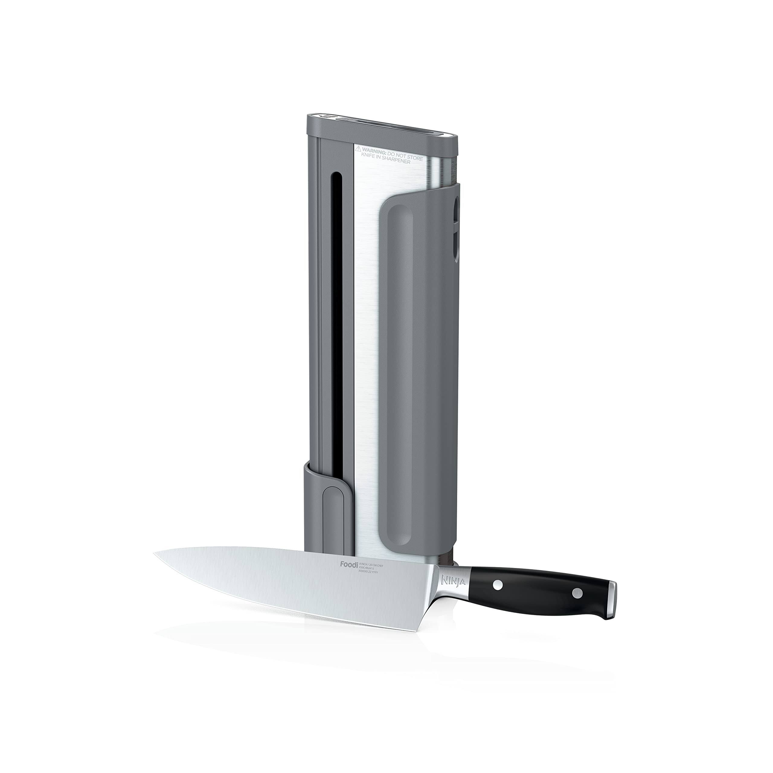 ec23d0b387040e6ffd3a438c05c6230d94552774f24b89bd6bd22c86e86a4dec.jpg Ninja K32502 Foodi NeverDull System Chef Knife & Knife Sharpener Set, Premium, German Stainless Steel, Black - Image 1