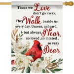 Furiaz Those We Love Don't Go Away Cardinal Memorial Large Decorative Inspirational House Flag, Memory Red Bird Yard Gardenia ou