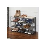 Better Homes & Gardens Decorative Gunmetal Grey Wood and Metal Shoe Rack, Gray