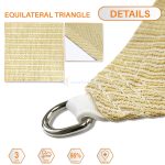 Sunshades Depot 6 x 6 x 6 Tan Beige Sun Shade Sail 180 GSM HDPE Equilateral Triangle Permeable Canopy Custom Size Available Commercial Standard