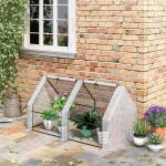 Outsunny 6' x 3' x 3' Portable Mini Greenhouse Outdoor Garden with Large Zipper Doors and Water/UV PE Cover, White - White