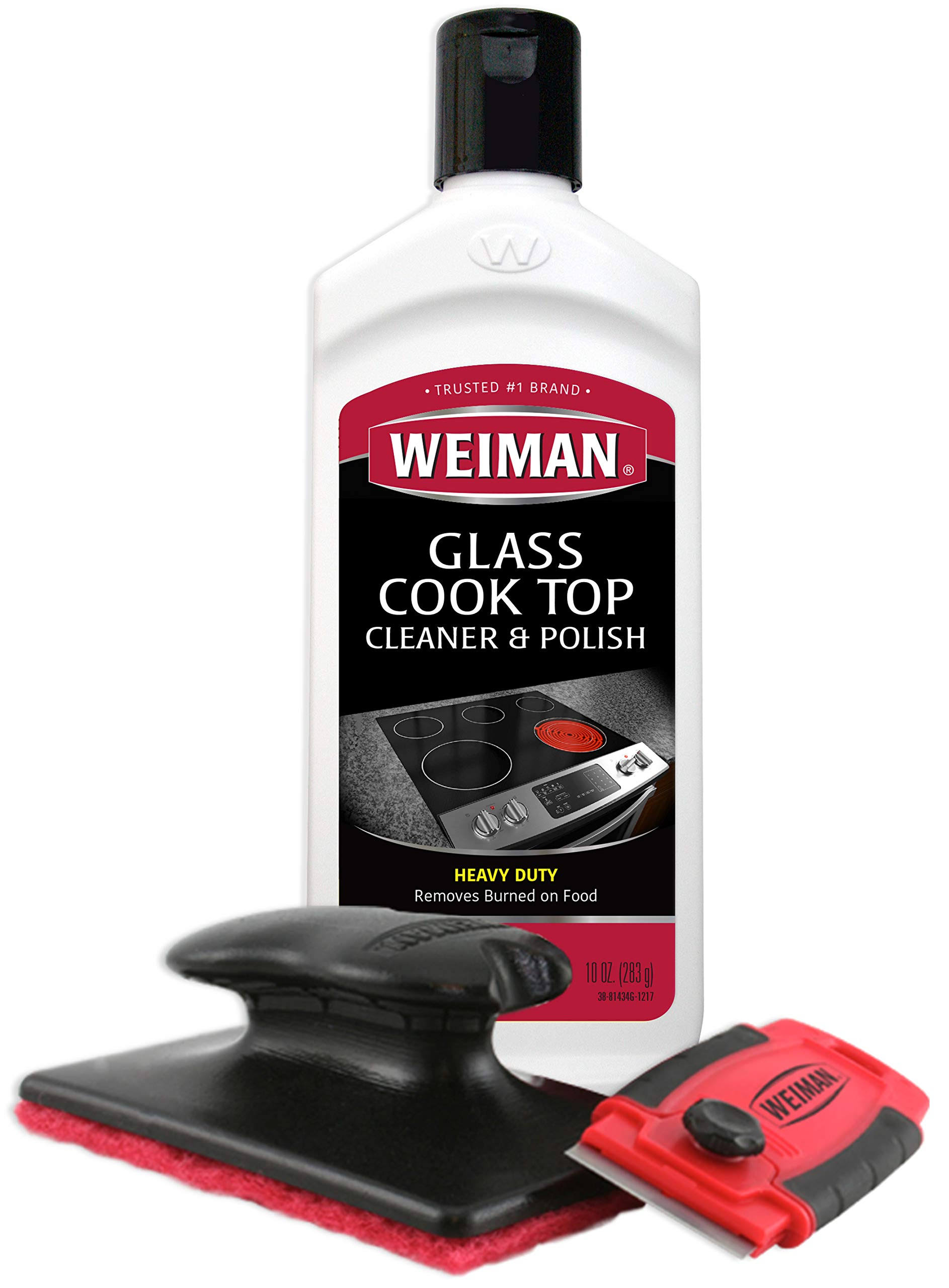 ecca9fe67c20946b4dd920ca02dea7de3849ba3e17efea52d57a28fa0795cca1-1.jpg Weiman Complete Cook Top Cleaning Kit - 10 oz Cleaner & Polish, Scrubbing Pad, Cleaning Tool, & Cooktop Razor Scraper - Image 1