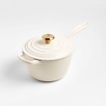 Le Creuset 2.25-Qt. Cream Signature Saucepan | Crate & Barrel