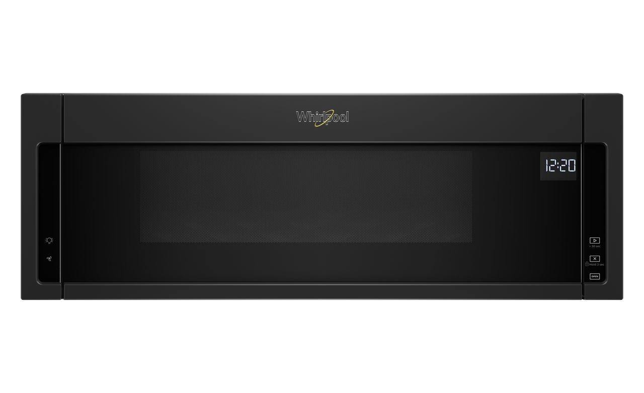 ecec89a7055915a387dfeda0e126829c7488de8b9ad644c88f6e2035818b768c.jpg Whirlpool 1.1 Cu. ft. Low Profile Over-The-Range Microwave (Black) - Image 1