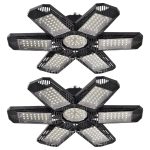 ZZENRYSAM 2 Pack LED Garage Lights, 120W 12000lm 6500K Deformable LED Garage Ceiling Light with 6+1 Multi-Position Panels, Shop Light for Garage,