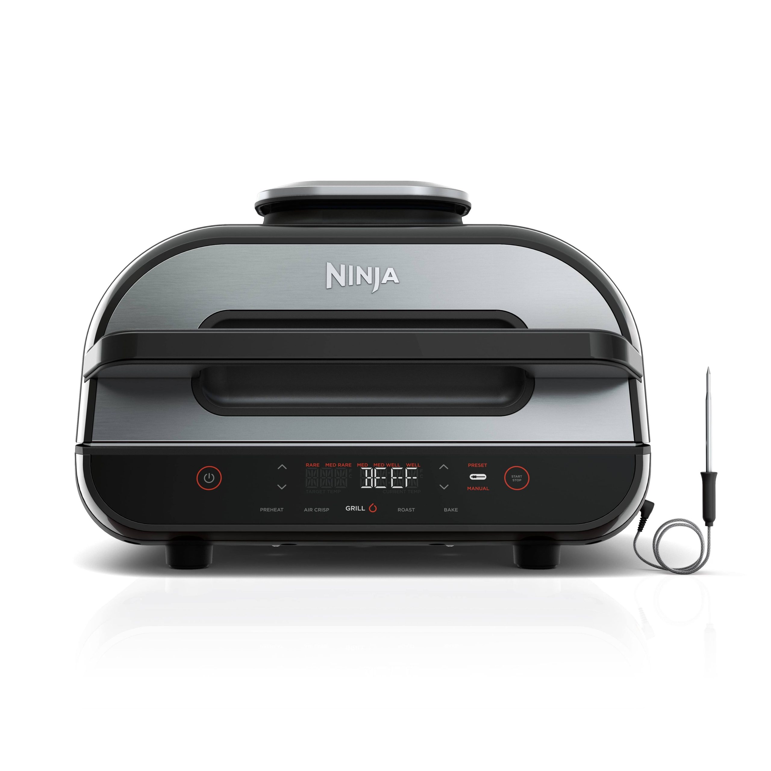 ed1a5da02d5f9a6af058dd438b570035a99b479a6ab29aeaa6477d3a112499fd.jpg Ninja FG550 Foodi Smart XL 4-in-1 Indoor Grill with 4-qt Air Fryer, Roast, and Bake - Image 1