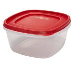 Rubbermaid Food Storage Container with Easy Find Lid, Red/Clear, 14 Cup