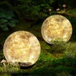 Coroor Garden Solar Ball Lights Outdoor Waterproof, 60 LED Cracked Glass Globe Solar Power Ground Lights for Path Yard Patio Lawn, Outdoor Decoration