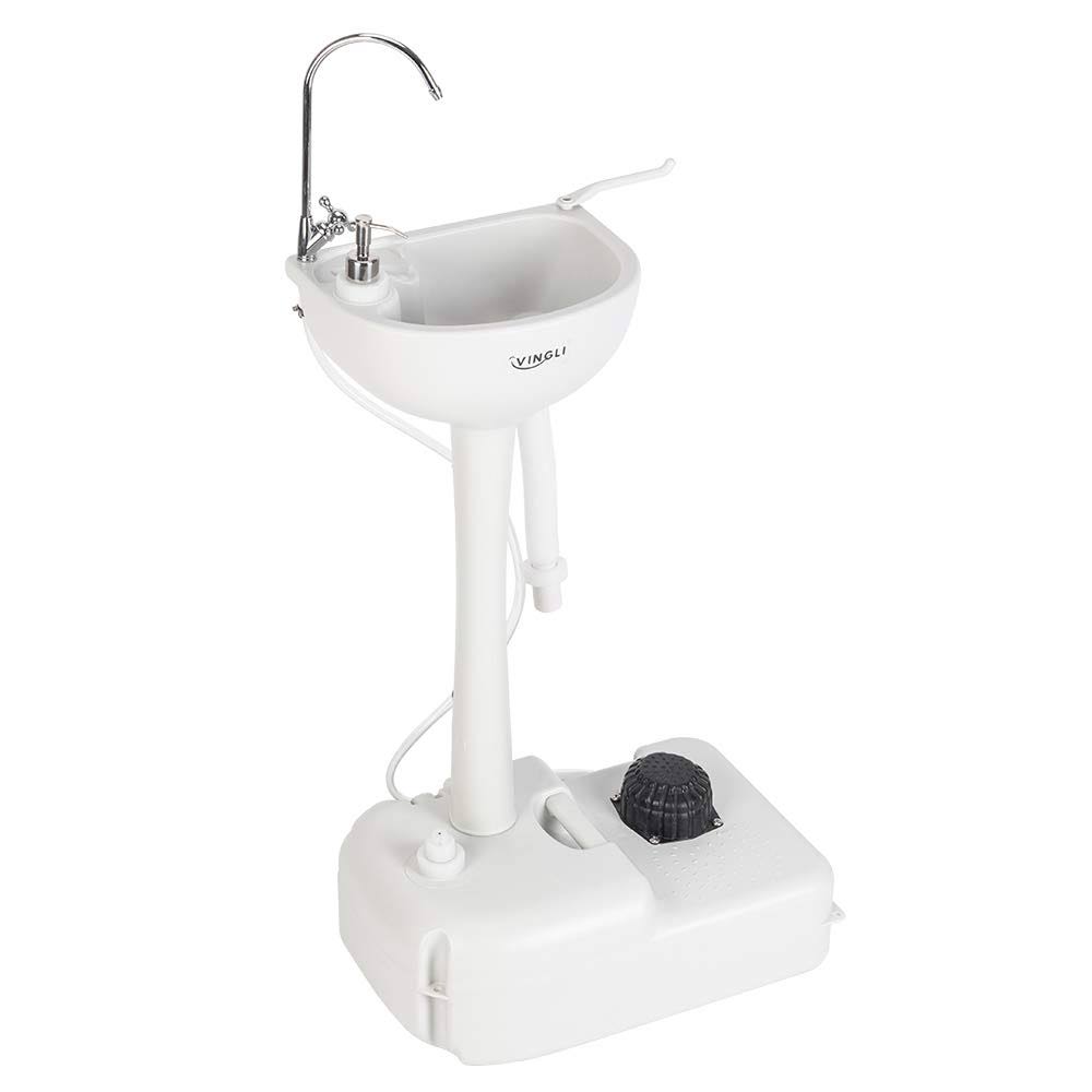 ed49e53e61dba28d89fb6a9cdd3ea7bb528915a40b3c8f41e485efa2304b551a.jpg VINGLI Upgraded Portable Sink| Rolling Hand Wash Basin Stand with Towel Holder & Soap Dispenser & Wheels, Perfect for Garden/Cam, Wash - Image 1