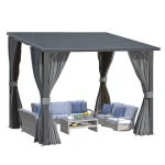 AECOJOY 10'x8' Outdoor Hardtop Metal Gazebo with Curtain and Netting