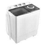 Costway 26lbs Portable Semi-Automatic Twin Tub Washing Machine with Drain Pump Gray