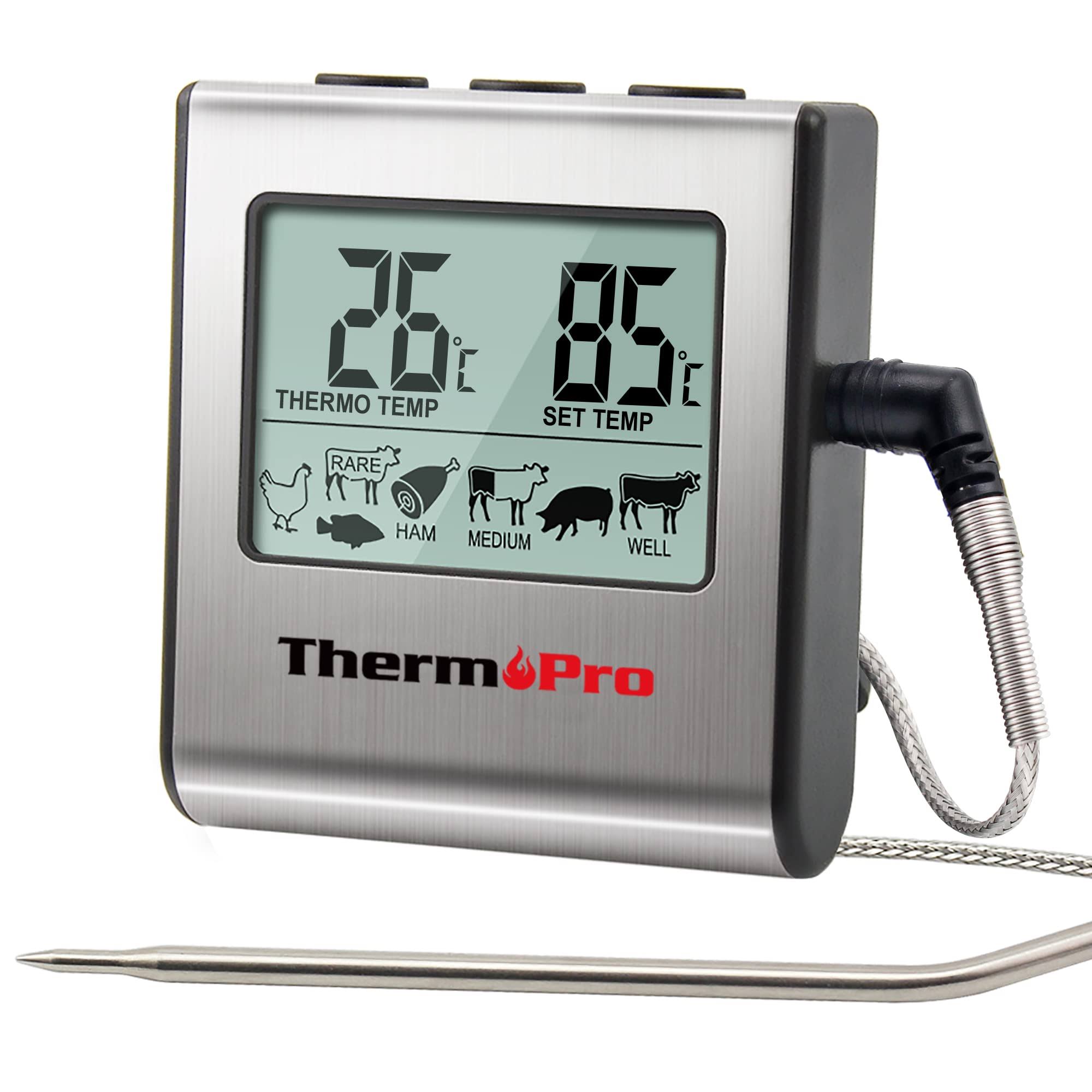ed85bbd29f1c7755248ccb9dcdff561f15ab28c9b33705e45d0f4b970f178715.jpg ThermoPro TP16 Grilling, Oven, Cooking, Barbecue, Meat Thermometer with Stainless Steel Step-Down Probe and Built in Countdown Timer with Alarm - Image 1