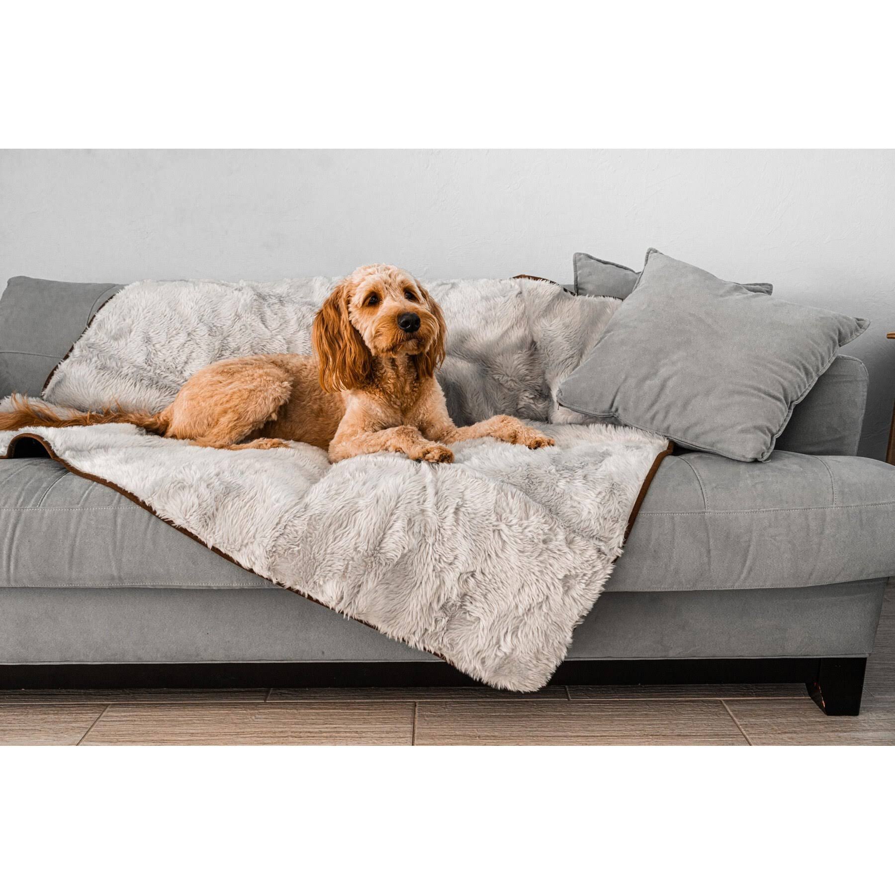 edb25c826b77015d055f34e212f7cfc852879f262dd26b5452eaa9b7c965893f.jpg Paw Brands PupProtector Cool Comfort Waterproof Throw Blanket, Light Grey Original (60"L x 50"W) - Image 1