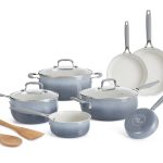 The Pioneer Woman 12-Pieces Porcelain Enamel Classic Ceramic Cookware Set, Gray, Size: 12pc