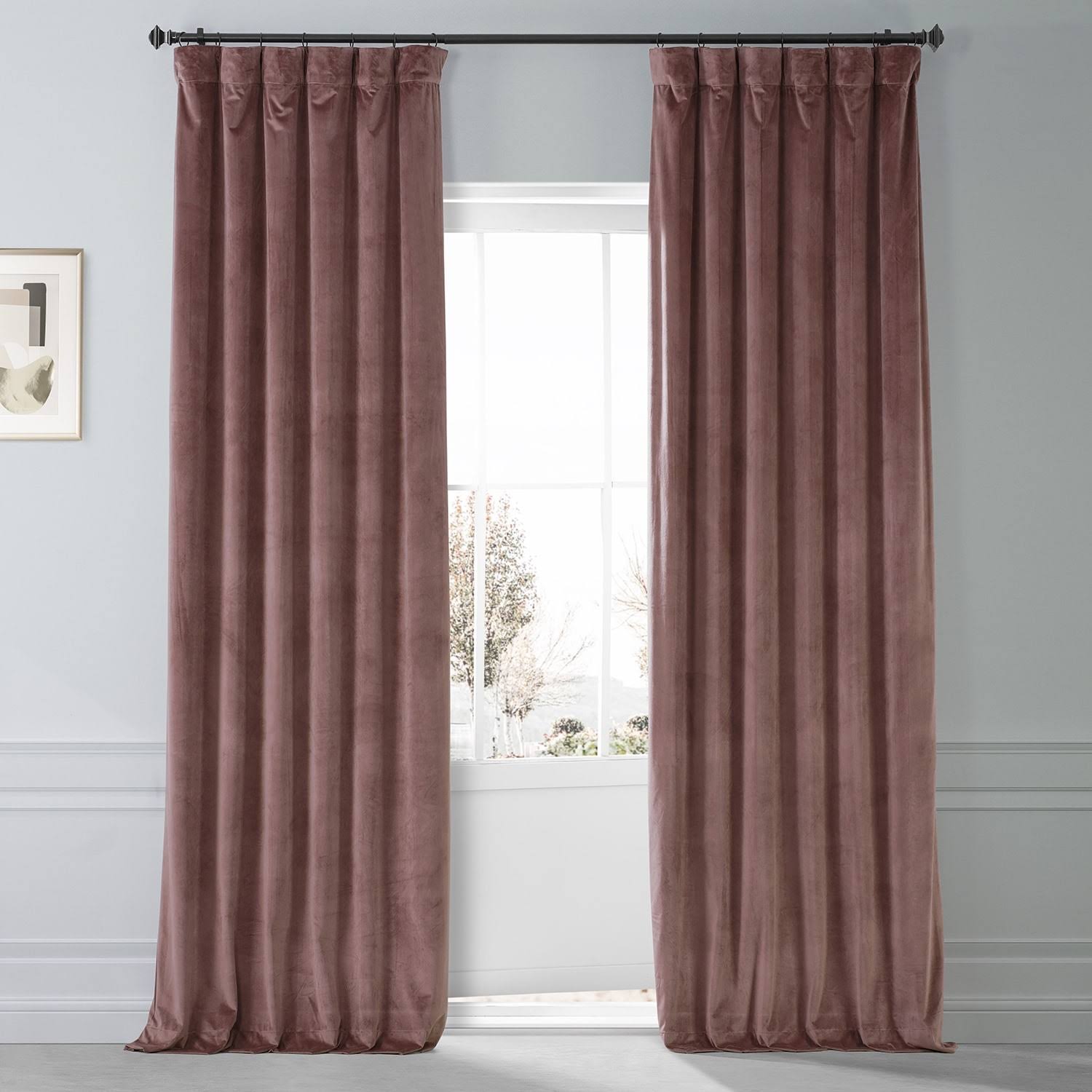 ede39ee2c08ee7bc2f6358dced29437455175dbf94b8865ad79352c84572f481.jpg Rosehip Signature Plush Velvet Hotel Blackout Curtain 50W x 84L - Image 1