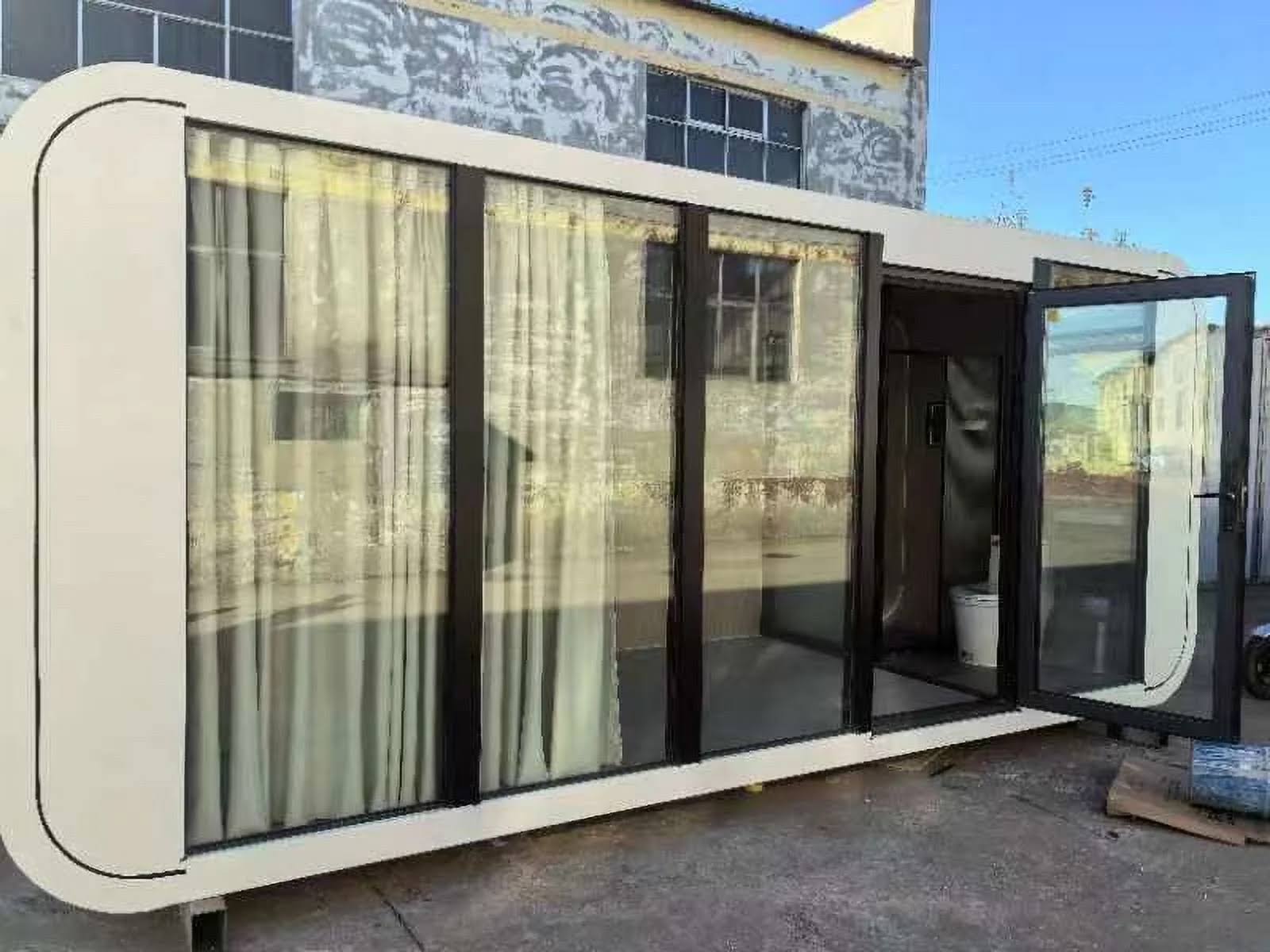 edf106f53411babdff60bbbeb67c2fdffb48ba1692ea9bb96322841e8da2013c.jpg 20 ft. x 8 ft. x 8 ft Tiny House Prefab Modular Office Garden Office Pod Small Log Cabin Studio Bathroom Included - Image 1