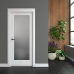 EightDoors 30 in. x 80 in. x 1-3/8 in. 1-Lite Solid Core Frosted Glass White Finished Wood French Interior Door Slab, White Primed