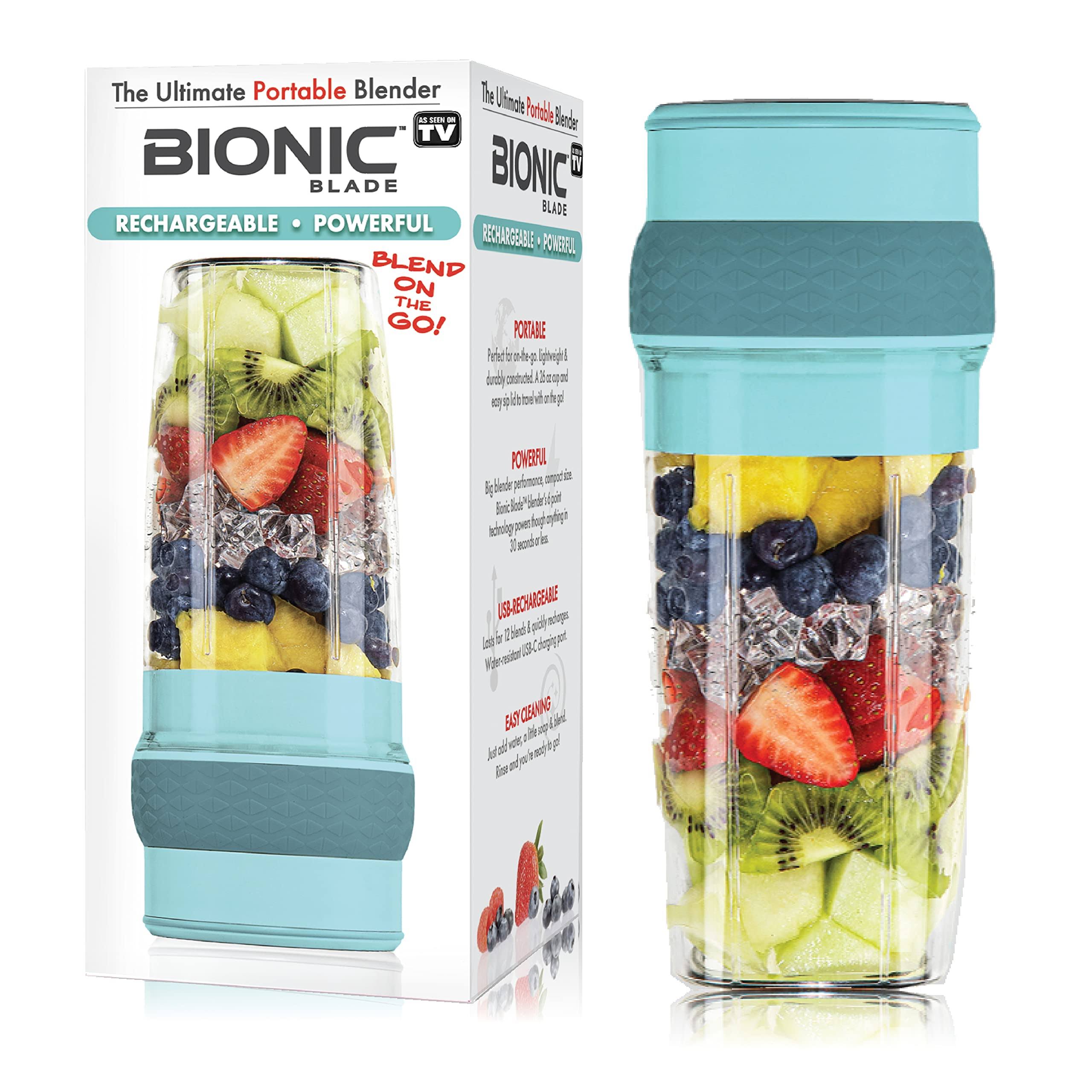 ee2d93591149111bc544c3f591dbb30c42f530f8d436721694560f89e84077cb.jpg Bionic Blade Portable Blender - 18,000 RPM, USB Rechargeable Battery, Multiple Colors, Mint Green - Image 1