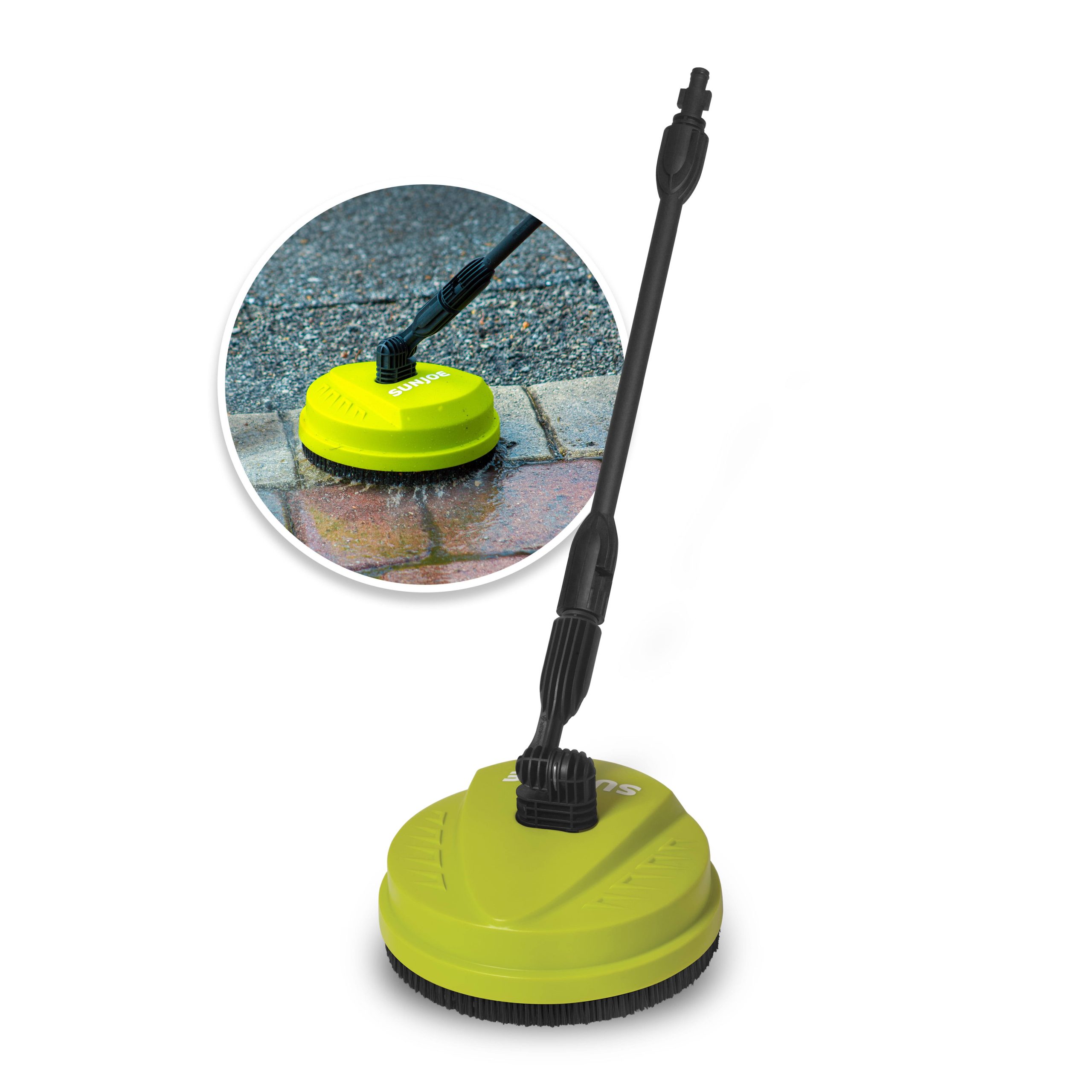 ee57e4b201b68c0577a8a874fe9c68b0aa5e4e1cf630e7580cc88cf8ae7da0ab.jpg Sun Joe Surface Deck and Patio Cleaning Attachment, Green, 10" - Image 1