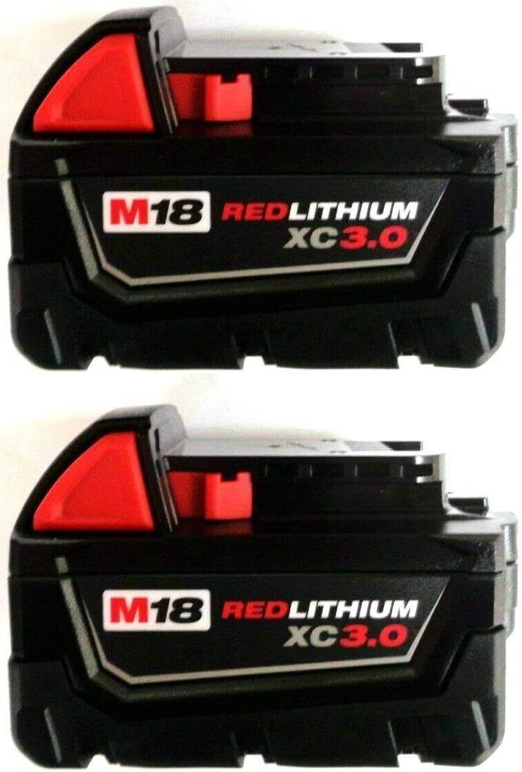 ee5853d0968eefddd042e4f0dc19e782ecea48f124098f2d4e79ba7351b05fa7.jpg Milwaukee 48-11-1828 3.0 Ah Batteries M18 XC Red Lithium 18 Volt (2 Pack) - Image 1