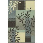 Mainstays Traditional Leaf Block Aqua Gray Indoor Accent Rug, 2'6"x3'10"