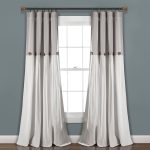Lush Decor Linen Button Window Curtain Panel - 84", Single, Gray/White