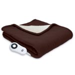 Serta Microfleece Sherpa Electric Heated Warming Throw Blanket - Chocolate