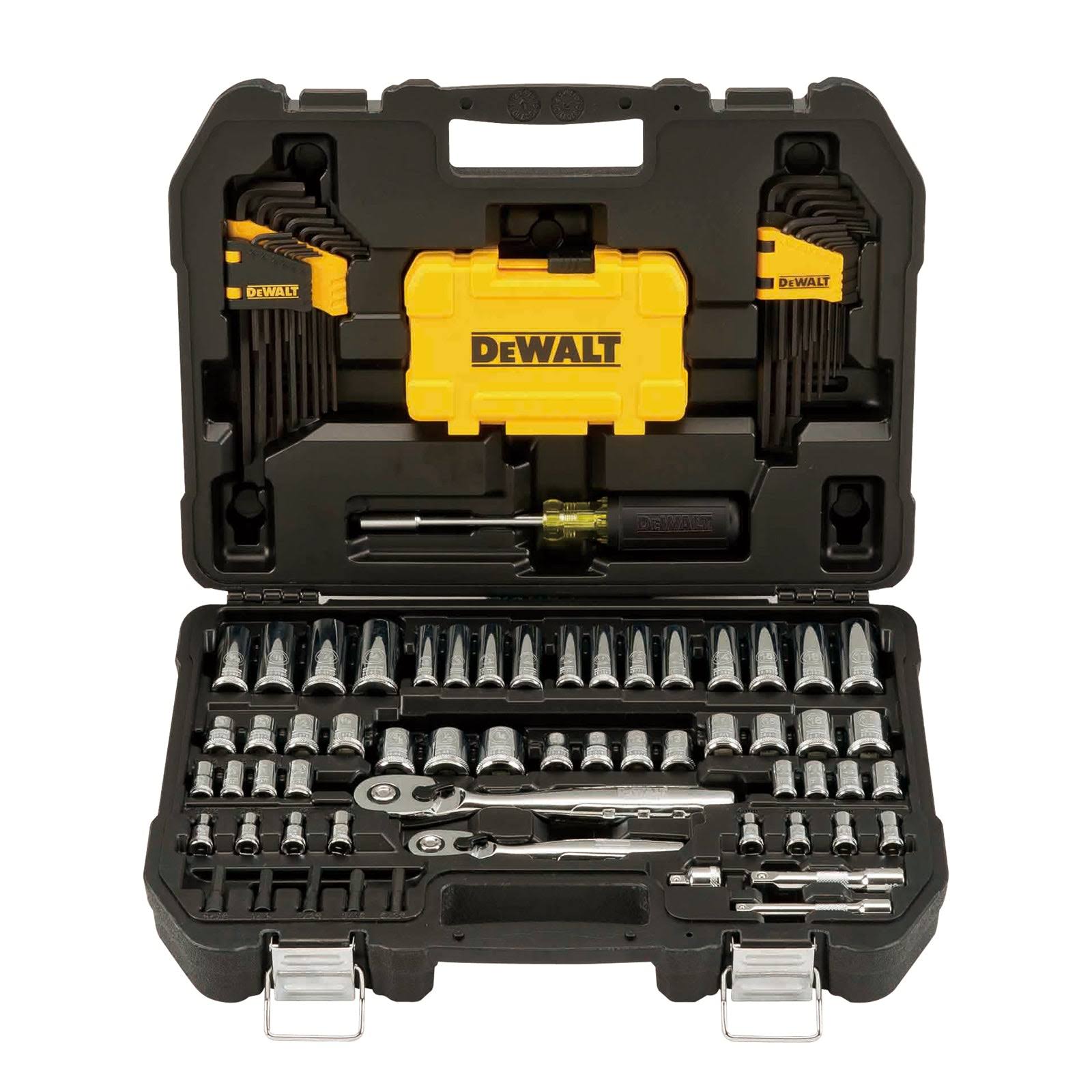 ee7cec5266a881f8f8c679865b57be383759baf6b8318f451228c41c2f2c58c6.jpg Dewalt Mechanics Tool Set, SAE, 108 Pieces - Image 1