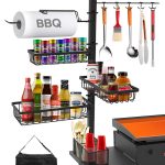 Griddle Caddy for Blackstone Griddle Accessories, BBQ Grill Caddy with Paper Towel Holder, Outdoor Kitchen Accessories for Camper, Grill Accessories