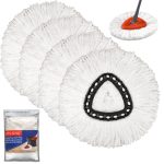 VPLONG 4Pack Spin Mop Heads Replacements for O Cedar Spin Mop, Easy Cleaning Spin Mop Refills Microfiber Mop Heads, 360Degree Easy Wring Dust Mop Head