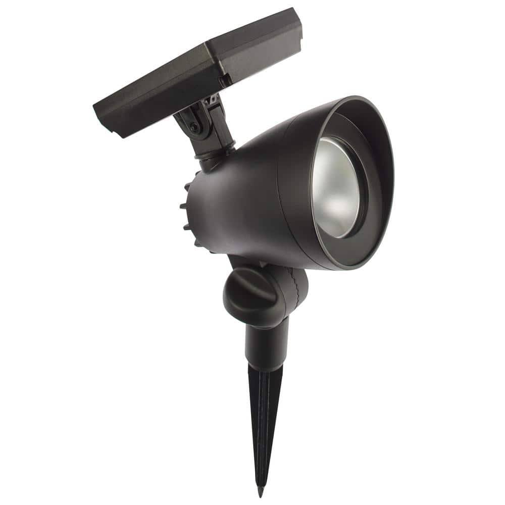 ee8781e83698aa1f4579847213295d073973de84b2d93f507045ec611cda4a44.jpg 55 Lumens Black LED Outdoor Solar Spotlight with Adjustable Head - Image 1