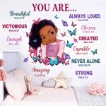 Yovkky Black Girl Religious Butterfly Wall Decal Sticker, Positive Saying African American You Are Beautiful Nursery Decor, Inspirational Home Afro