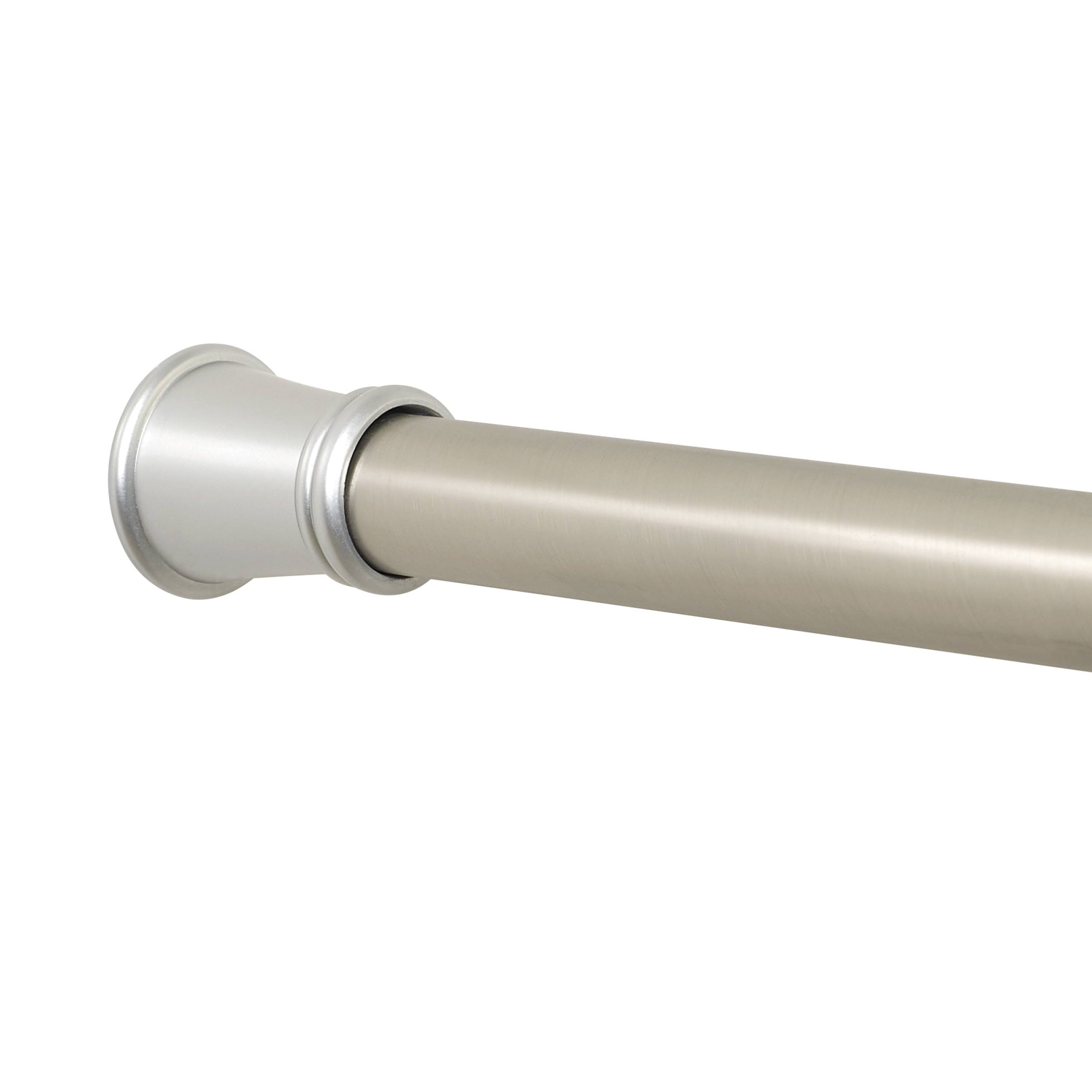 eec55fa366028e5d03f7984e283bc94af6d4c9390853f28b82d1e4377297a667.jpg Zenna Home 26" to 76" Adjustable Tension Shower Rod, White - Brushed Nickel - Image 1