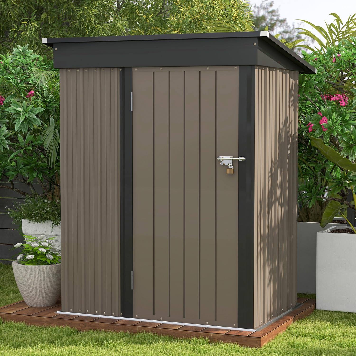 eec642c77420c648fc3259c1f5563b984f4c8b4cc131d9b431364acbc823254a.jpg 5x3 ft Outdoor Storage Shed and Lockable Door | adamsbargianshop - Image 1
