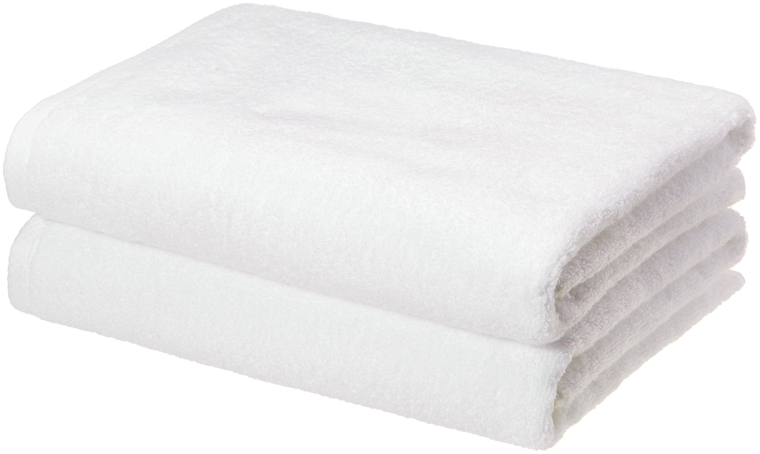 ef4110dbdac48256bff9ff724eb4f96f3d4d3a72871ca7a07293fa0cca765074.jpg Amazon Basics - 2 Piece Quick-Dry Oversize Bath Towel, 100% Cotton, White, 54" x 30" - Image 1