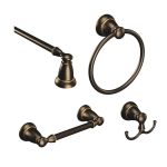 Moen Banbury 4-Piece Bath Hardware Set with 24 in. Towel Bar, Paper Holder, Towel Ring and Robe Hook in Mediterranean Bronze BanburyBRB4PC24