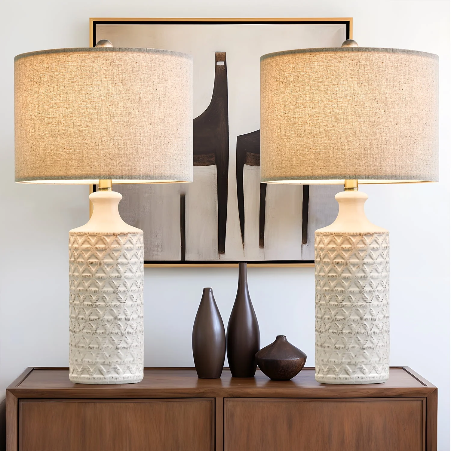 ef497bbb16037f3551eefc40c0aae6393d8bc752be1672c4ca5725e88c1a9616.webp Oneach Ceramic Table Lamps for Living Room 24.75" Modern Farmhouse Bedside Nightstand Lamp Set of 2 for Bedroom - Image 1