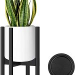Hyenikoo Plant Stand - Adjustable Indoor Black Plant Stand, Plant Holder, Mid Century Corner Plant Stand with Tray - Fit 8 to 12 Inches Pots