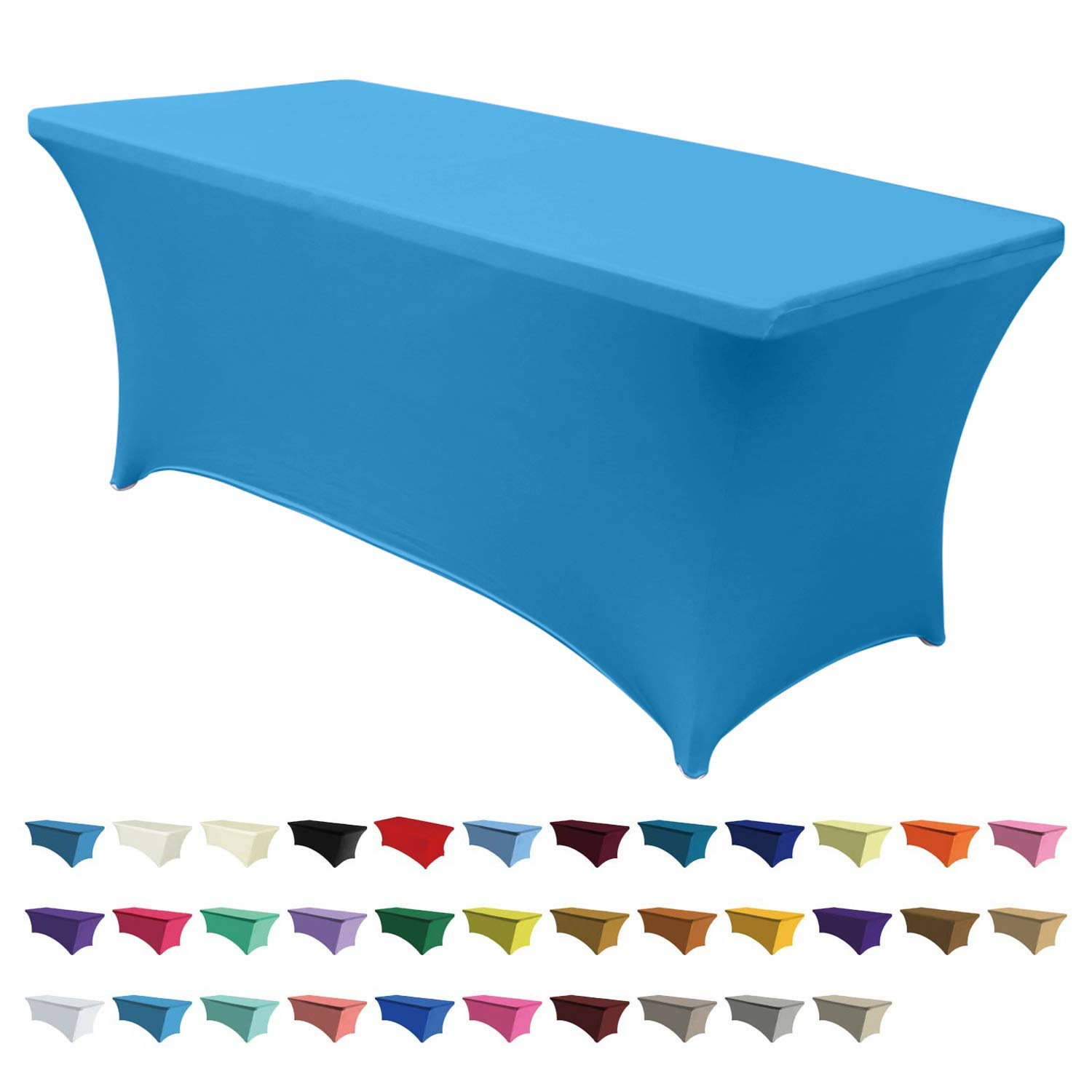 ef590b3304befed096afb58e9f4e1a158831566787a47a6c0677ecd809d8338b.jpg ABCCANOPY Spandex Tablecloths for 6 ft Home Rectangular Table Fitted Stretch Table Cover Polyester Tablecover Table Toppers - Image 1