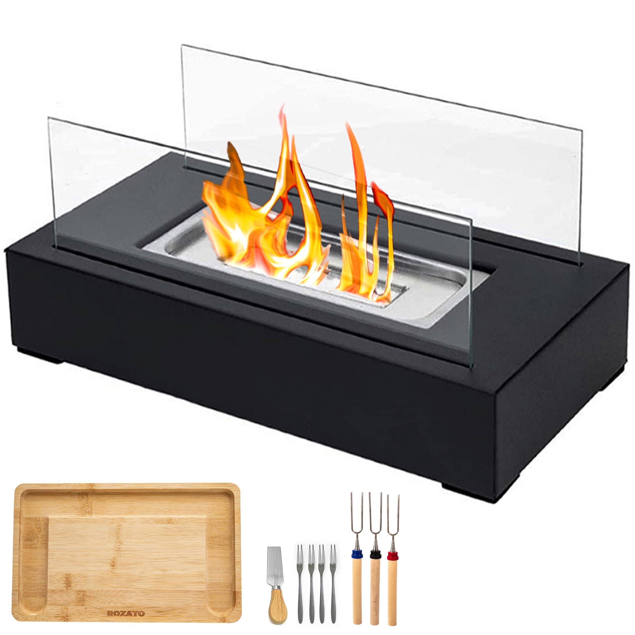 ef637138a2b5dce6b1087e455b9159233338596e159243112bac6dab52d86f3b.jpg ROZATO Tabletop Fire Pit with Smores Maker Kit Portable Indoor/Outdoor Mini Small Fireplace Table Top Decor Home Patio Balcony Gifts for Women Mom - Image 1