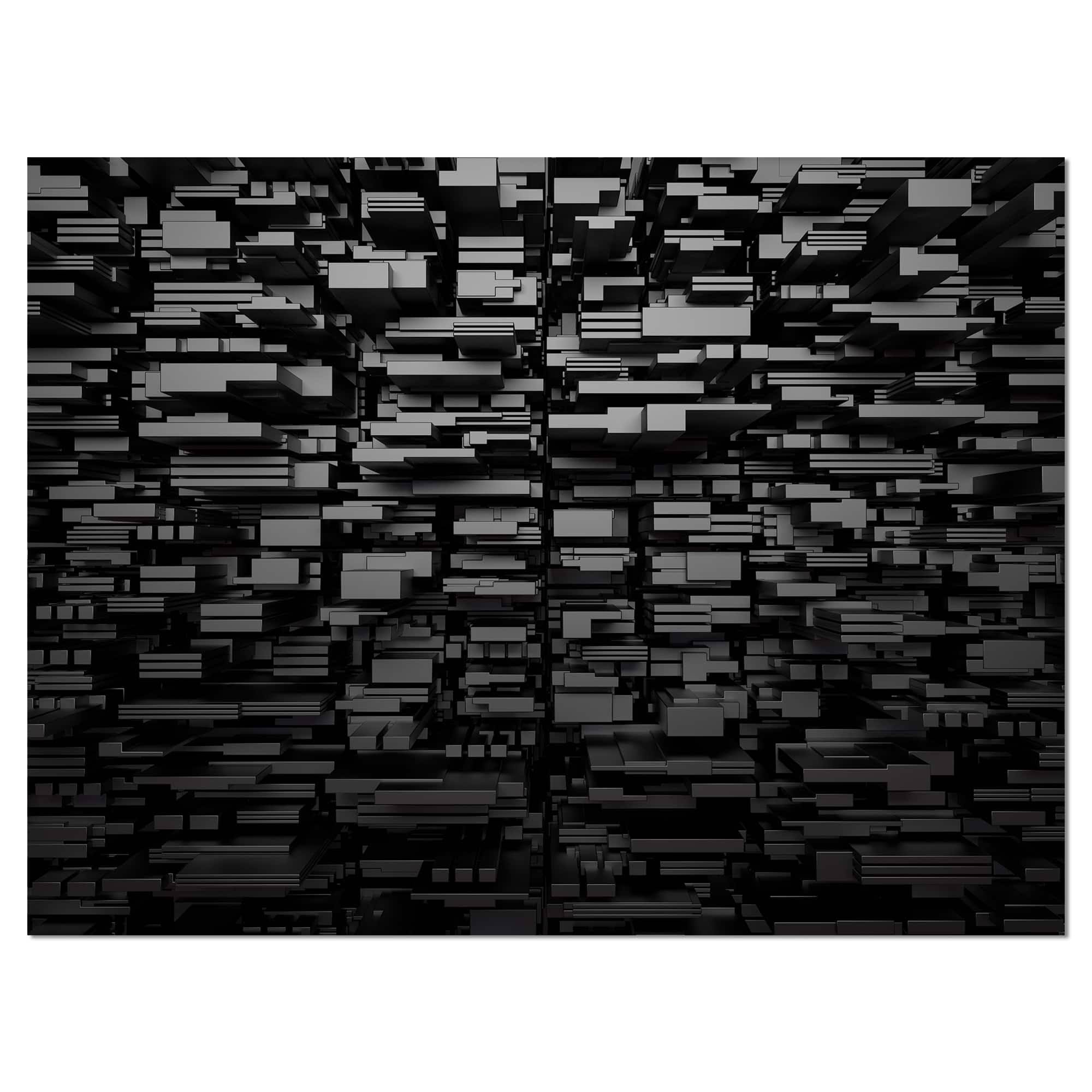 ef6fcb44fc2eddf7a5b3ef38e15d3fed5c86a52338bb9469ed7ef21c45680a7f.jpg Design Art 'Black 3D Geometric Background' Graphic Art Print on Wrapped Canvas, Size: 8 inch H x 12 inch W x 1 inch D - Image 1