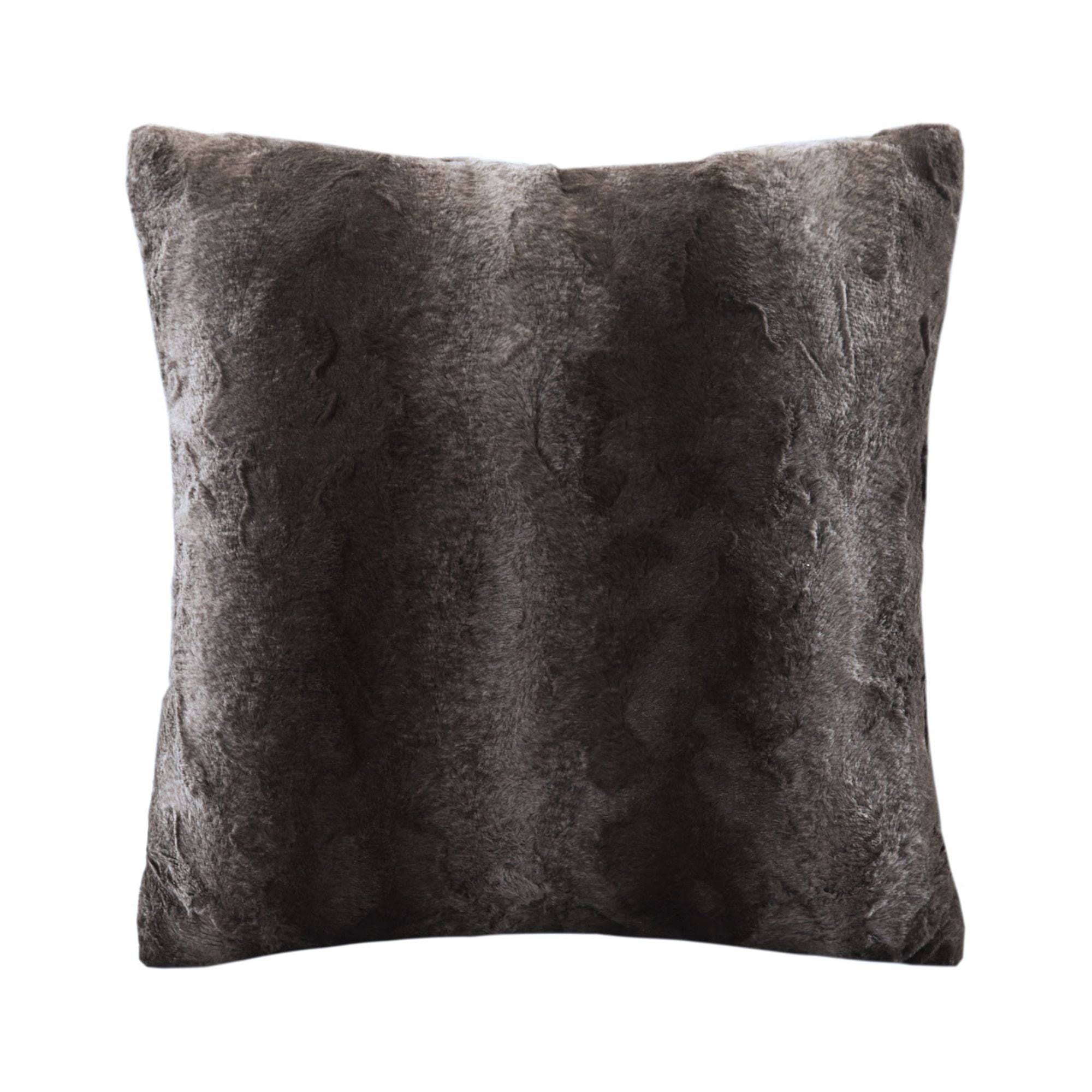 ef78a84f22ed12ea54d3bd072e126010da67b326cb86dc8cebdc3eef438f6519.jpg Zuri Faux Fur Square Pillow - Brown - Madison Park - Image 1