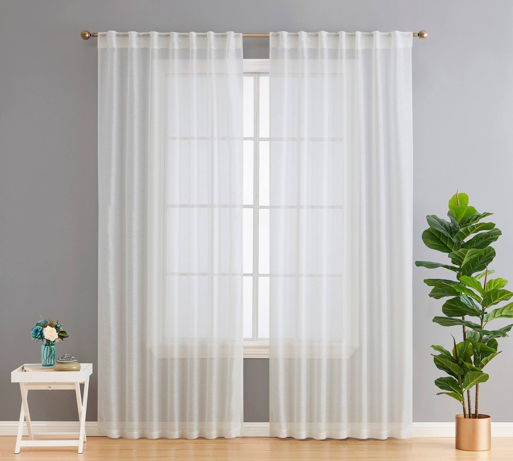 ef7babd5b79cae3ff75c54dc8aba0b6a85030913b239b3f206952d7edc89c63c.jpg HLC.ME Lauren Semi Sheer Light Filtering Transparent Pocket Top & Back Tab Lightweight Window Curtains Drapery Panels Bedroom & Living Room, 2 Panels - Image 1