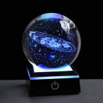 Qianwei 3D Solar System Crystal Ball with LED Colorful Lighting Touch Base, Solar System Model Decor Science Astronomy Gifts God Bless T